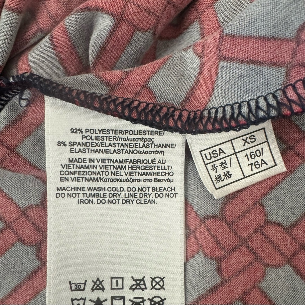 BROOKS BROTHERS Knit Top Long Sleeve Trellis Print Round Neck Red Navy Blue - Picture 11 of 12